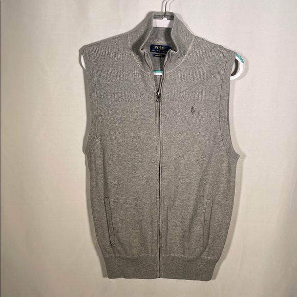 POLO RALPH LAUREN MENS PIMA COTTON GRAY FULL ZIP SWEATER VEST MEDIUM - Picture 2 of 6